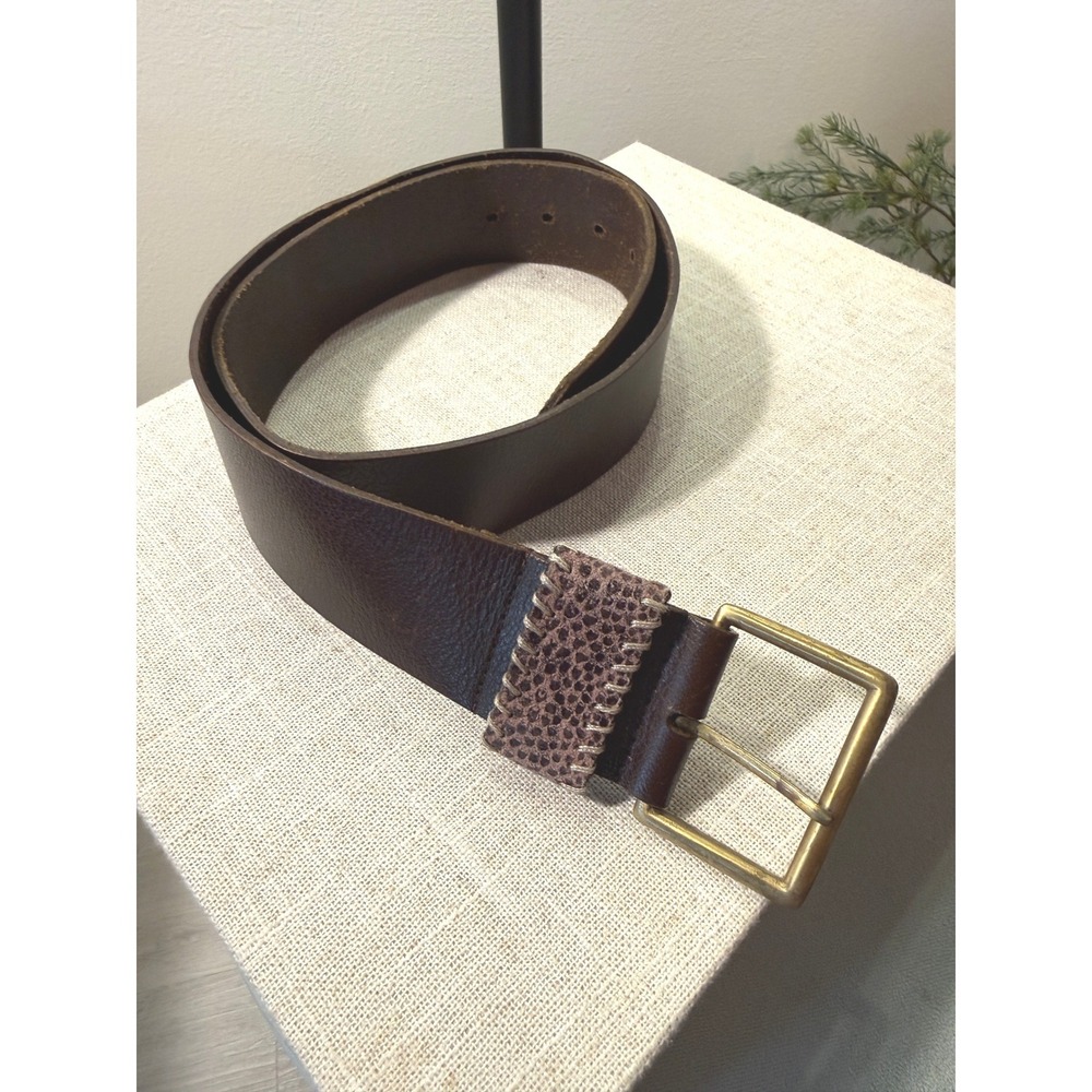 banana republic wide belt leather 90s animal snakeskin retro basics brown brass